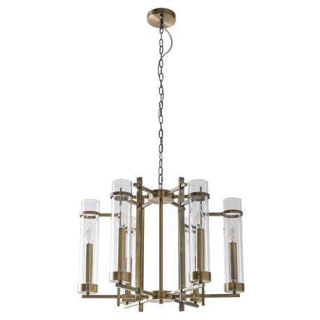 Aspen lampa wisząca sześcioramienna ze szklanymi kloszami mosiądz patyna 60cm Italux