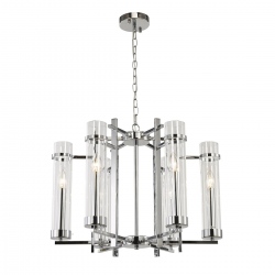 Aspen lampa wisząca sześcioramienna ze szklanymi kloszami chrom 60cm