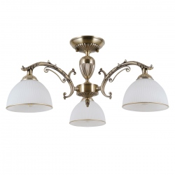 Feneza lampa sufitowa trzyramienna szklana stylowa mosiężna 60cm