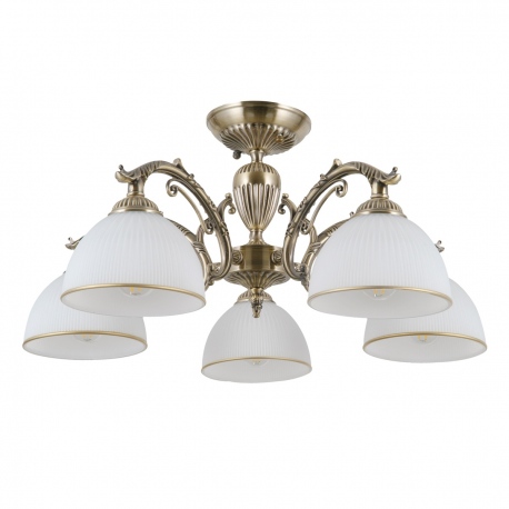 Feneza lampa sufitowa pięcioramienna szklana stylowa mosiężna 60cm Italux