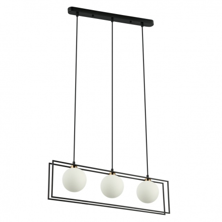 Grosetta lampa wisząca czarna trzy klosze kula geometryczna 68cm Italux