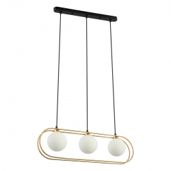 Grosetta lampa wisząca złota trzy klosze kula geometryczna 68cm