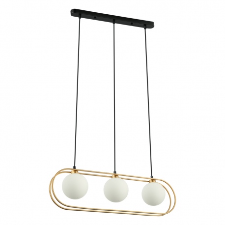Grosetta lampa wisząca złota trzy klosze kula geometryczna 68cm Italux