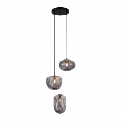 Hatella lampa wisząca szara szklana potrójna na kole 48cm