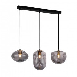 Hatella lampa wisząca szara szklana potrójna na listwie 83cm