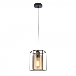 Kalula lampa wisząca szklana druciana czarna bursztyn 18cm