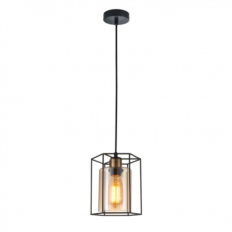 Kalula lampa wisząca szklana druciana czarna bursztyn 18cm Italux