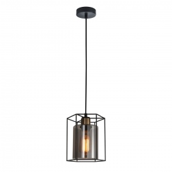 Kalula lampa wisząca szklana druciana czarna dymiona 18cm