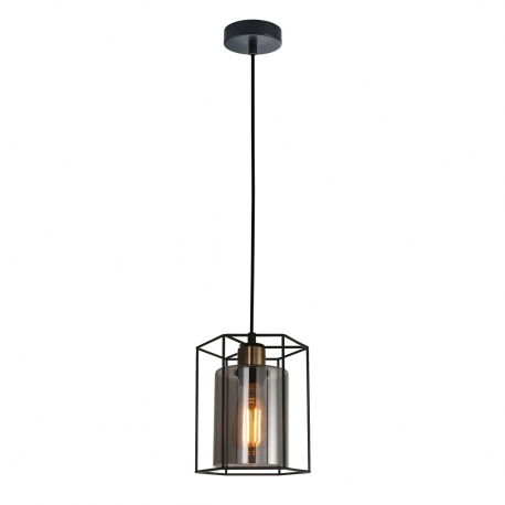 Kalula lampa wisząca szklana druciana czarna dymiona 18cm Italux