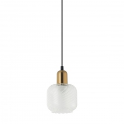 Lamezia lampa wisząca mosiądz szklana przezroczysta biała 16cm