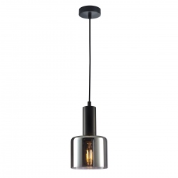 Santia lampa wisząca czarna z szarym kloszem 12cm