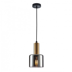 Santia lampa wisząca mosiężna czarna z szarym kloszem 12cm