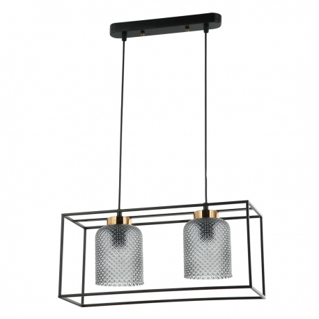 Sinella lampa wisząca szklana przezroczysta szara podwójna 46cm Italux