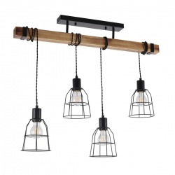 Ponte lampa sufitowa wisząca poczwórna industrialna z drewnem 62cm