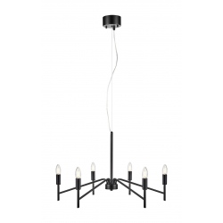MONARCH lampa wisząca sześcioramienna czarna 70cm