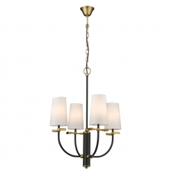 BOW lampa wisząca czteroramienna czarna złota białe klosze 53cm
