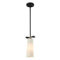 BOW lampa wisząca czarna mosiężna biały klosz 10cm