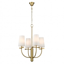 BOW lampa wisząca czteroramienna mosiężna białe klosze 53cm