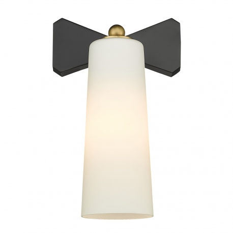 BOW kinkiet czarna mosiężna biały klosz 14cm COSMOLight