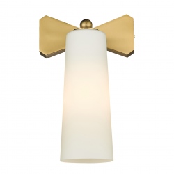 BOW kinkiet mosiężna biały klosz 14cm