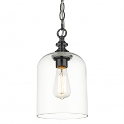 PRAGUE Lampa wisząca przezroczysta szklana czarna 17cm