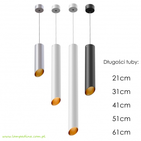 Pixo P tuba wisząca GU10 wys. 21cm, 31cm, 41cm, 51cm, 61cm różne kolory Cleoni