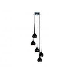 AGA 5 czarna lampa wisząca na kole szklane klosze