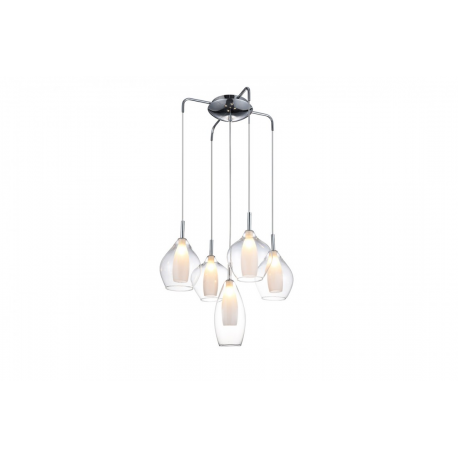 Amber MILANO 5 przezroczysta lampa wisząca szklana z pięcioma kloszami Azzardo