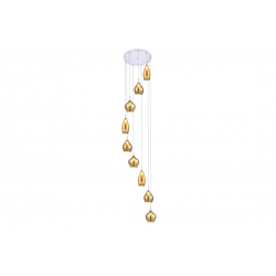 Amber MILANO 9 mosiężna lampa wisząca szklana długa