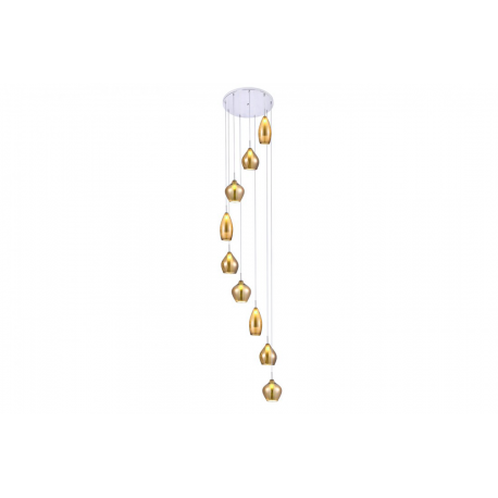 Amber MILANO 9 mosiężna lampa wisząca szklana długa Azzardo