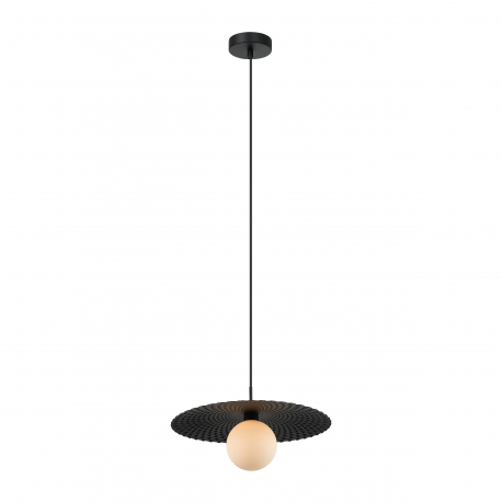 Malor lampa wisząca czarna talerz szklana kula Italux