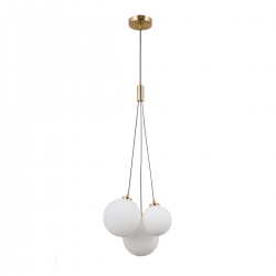 Perlos lampa wisząca z trzema białymi kulami