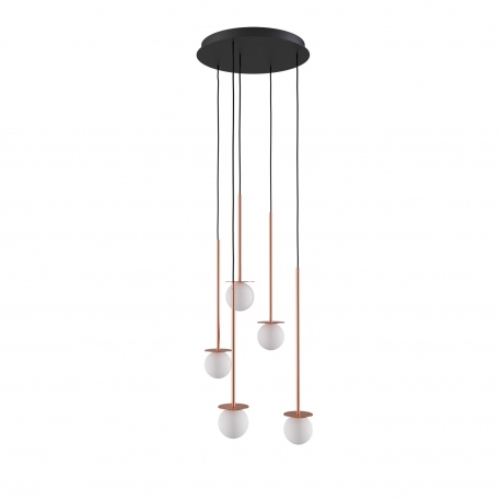 Cotton panel lampa wisząca z pięcioma kloszami 10cm na kole różne kolory Cleoni