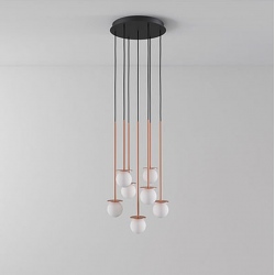 Cotton panel lampa wisząca z siedmioma kloszami kulami na kole 36cm różne kolory