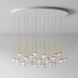 Cotton panel lampa wisząca z 21 kloszami kulami na elipcie 110x60cm różne kolory