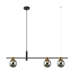Bletter lampa wisząca podłużna szklana czarno złota szare klosze 91cm