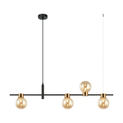 Bletter lampa wisząca podłużna szklana czarno złota 101cm