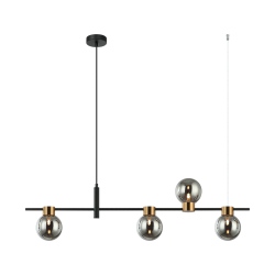 Bletter lampa wisząca podłużna szklana czarno złota szare klosze 101cm
