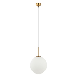 Deore lampa wisząca szklana kula 30cm biała złota