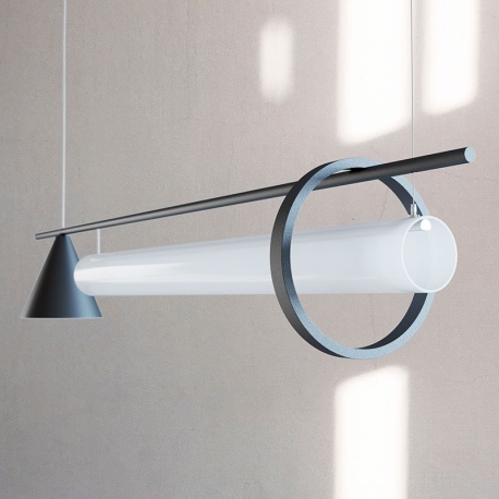 Invidia lampa wisząca podłużna szklana tuba LED z reflektorem Premium Color