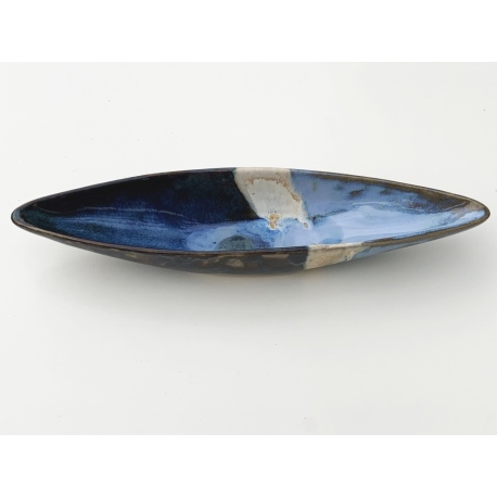 Patera mini łódeczka 29cm niebiesko granatowa ceramika artystyczna