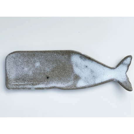 Patera kaszalot 24cm szary biały ceramika artystyczna