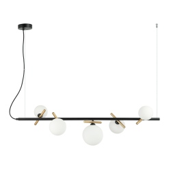 Reverso lampa wisząca czarno złota z kloszami szklanymi 102cm
