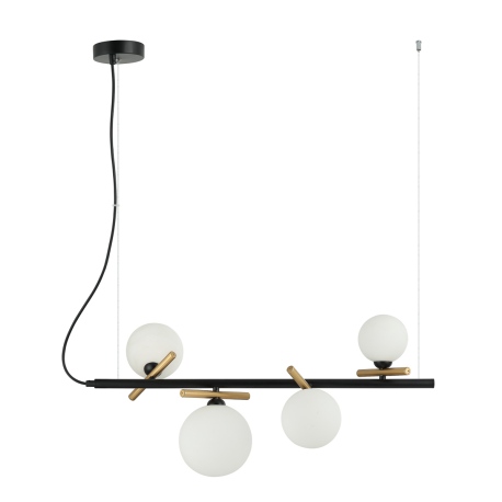 Reverso lampa wisząca czarno złota z kloszami szklanymi 70cm