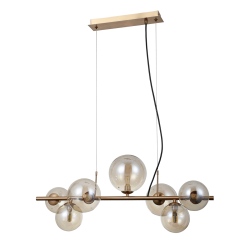 Canello lampa wisząca szklane kule podłużna 70cm Mosiądz miodowy
