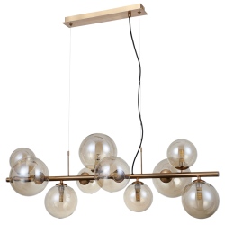 Canello lampa wisząca szklane kule podłużna 86cm Mosiądz miodowy
