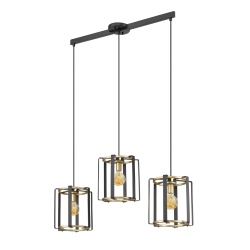 Primero lampa wisząca geometryczna potrójna na listwie 96cm Złoty, czarny mat