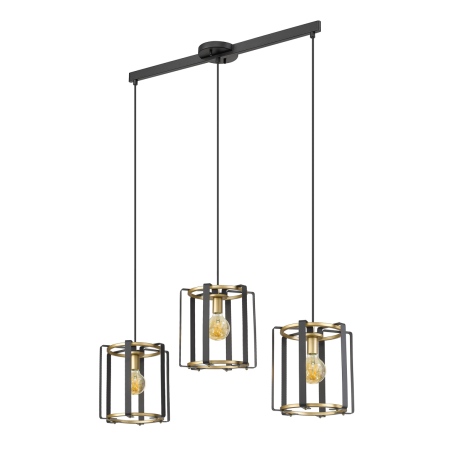 Primero lampa wisząca geometryczna potrójna na listwie 96cm Złoty czarny mat Italux