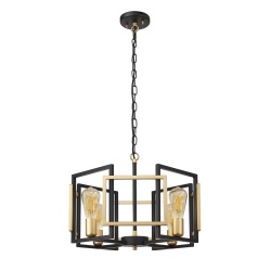 Primero lampa wisząca geometryczna 45cm Złoty, czarny mat
